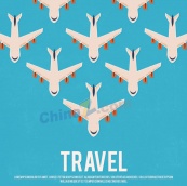 俯视飞机群旅行海报