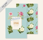 清新春季花卉卡片设计矢量素材