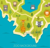 创意动物园地图矢量素材