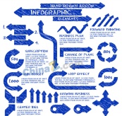 蓝色手绘箭头商务信息图矢量