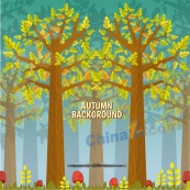 创意秋季树林风景矢量素材