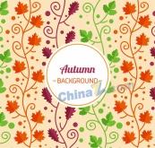 彩色秋季叶子无缝背景矢量图