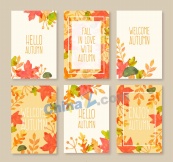 彩绘秋季叶子卡片矢量素材