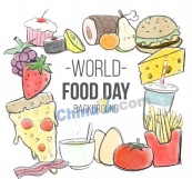 彩绘世界粮食日食物插画矢量