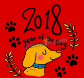 2018年彩绘狗祝福卡矢量素材