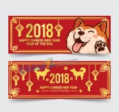 彩绘可爱狗banner矢量素材