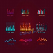 彩色音频标志矢量下载