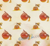 彩绘蜂蜜罐和蜜蜂无缝背景矢量