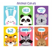 可爱动物问候卡片矢量素材