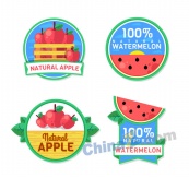 创意苹果和西瓜果汁标签矢量图