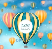 创意世界旅游日热气球矢量素材