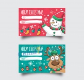 彩绘圣诞节留言卡片矢量素材