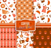 彩色咖啡元素无缝背景矢量图