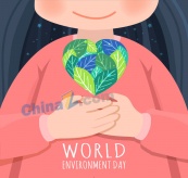 世界环境日女孩插画矢量图