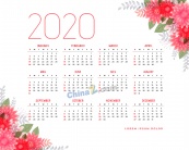 2020年花卉风格桌面日历矢量