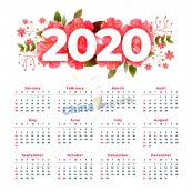 2020年花卉风格日历模板