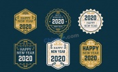 复古2020年新年标签矢量素材