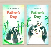 父亲节手绘熊猫banner设计矢量