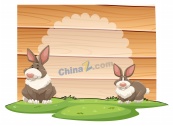 复活节兔子木板背景矢量素材