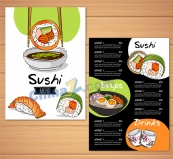 手绘寿司菜单矢量素材