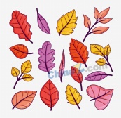 创意水彩秋天树叶矢量