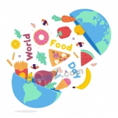 手绘世界粮食日创意插画