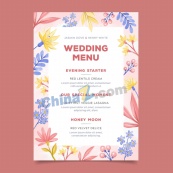 花卉婚礼菜单模板矢量