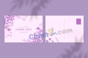紫色花卉单色贺卡