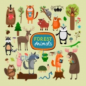 森林动物矢量卡通形象