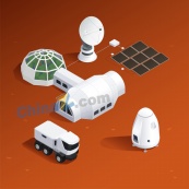 火星探测矢量插画设计