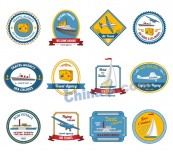 邮轮旅行社旅游标签素材