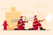 消防员矢量插画设计图