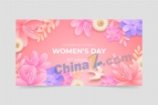妇女节粉色花卉海报矢量