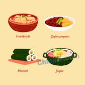手绘韩国食品插图