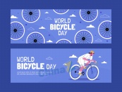 世界自行车日手绘横幅