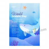 世界海洋日水彩传单海报