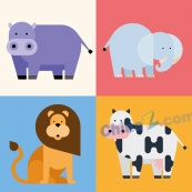 可爱动物平面插画矢量图