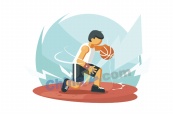 篮球运动员矢量插画
