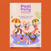 泳池派对矢量海报设计