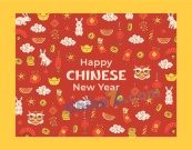 手绘中国新年背景矢量图