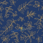 手绘金色植物花纹矢量图