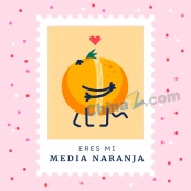 卡通橙子插画邮票模板