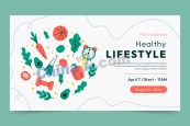 健康生活手绘登录页广告