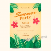 夏日热带派对矢量海报设计