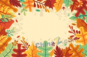 水彩秋日树叶装饰矢量背景图