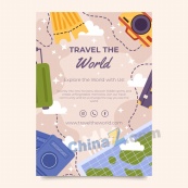世界旅行矢量海报模板设计