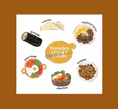 韩国美食插画矢量模板