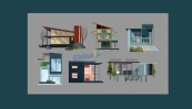 现代住宅房屋矢量模板