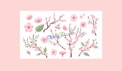 春天粉色樱花素材矢量模板