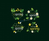 绿植装饰春天气息主题矢量模板